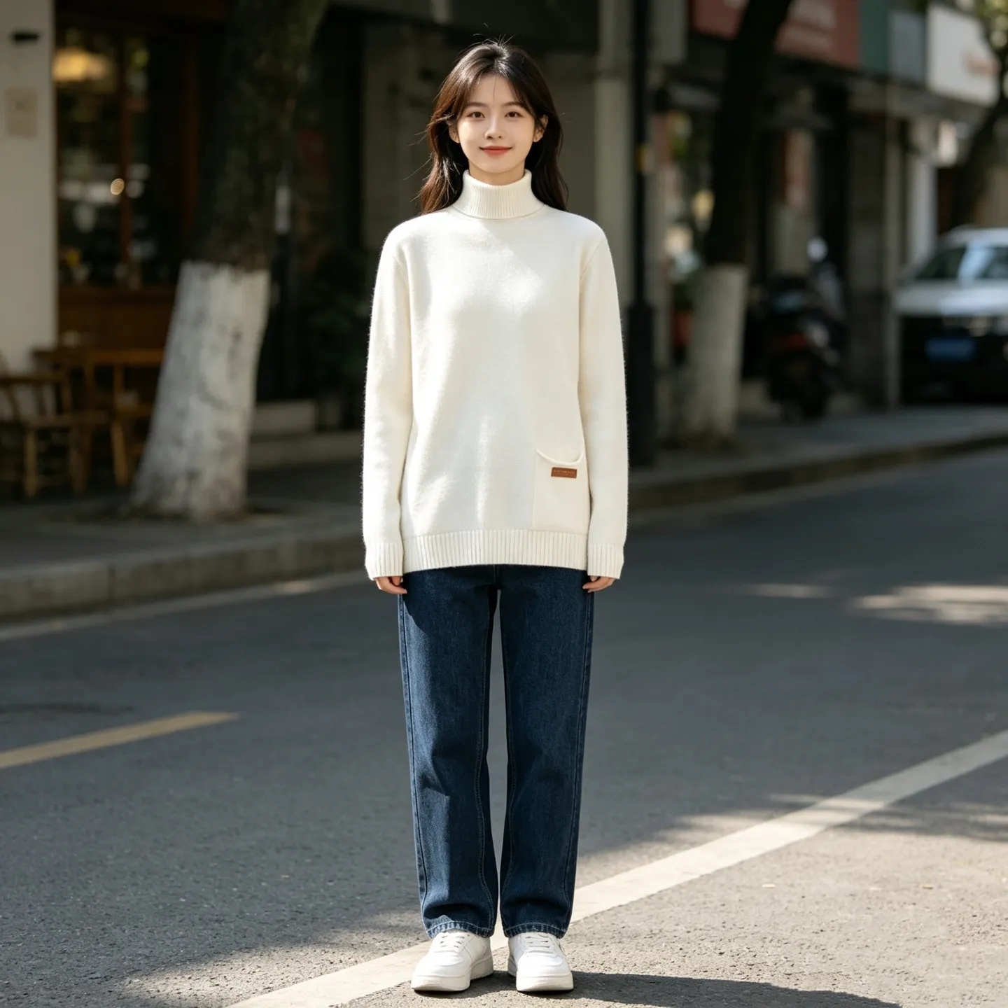 Louis Vuitton/Louis Vuitton pocket leather label turtleneck knitted sweater